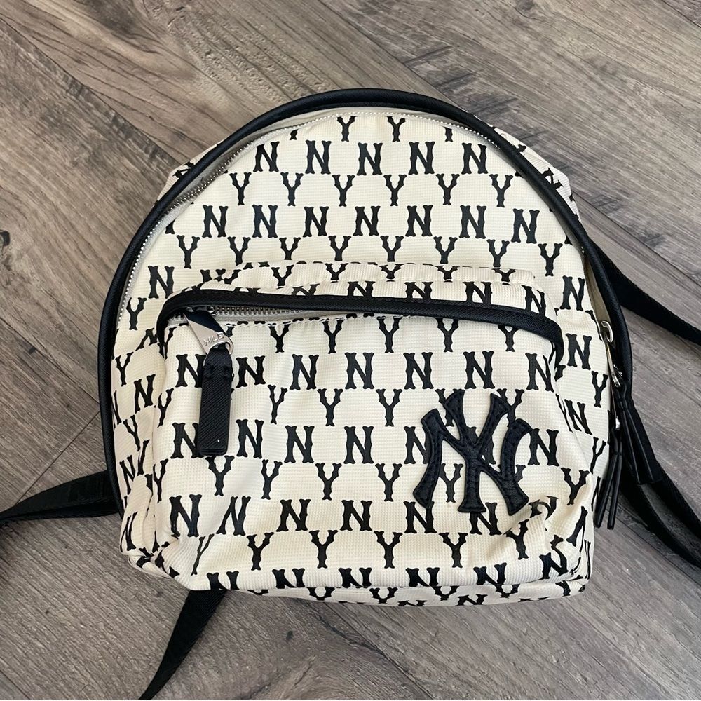 MLB New York Yankees Monogram Off White & Black Mini Convertible Backpack
